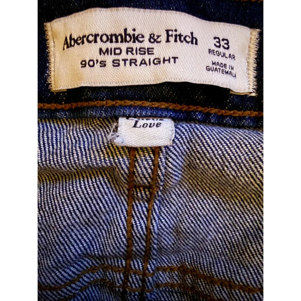 Abercrombie & Fitch NWT 90s Straight Jeans Womens 33‎ Blue Curve Love Mid Rise